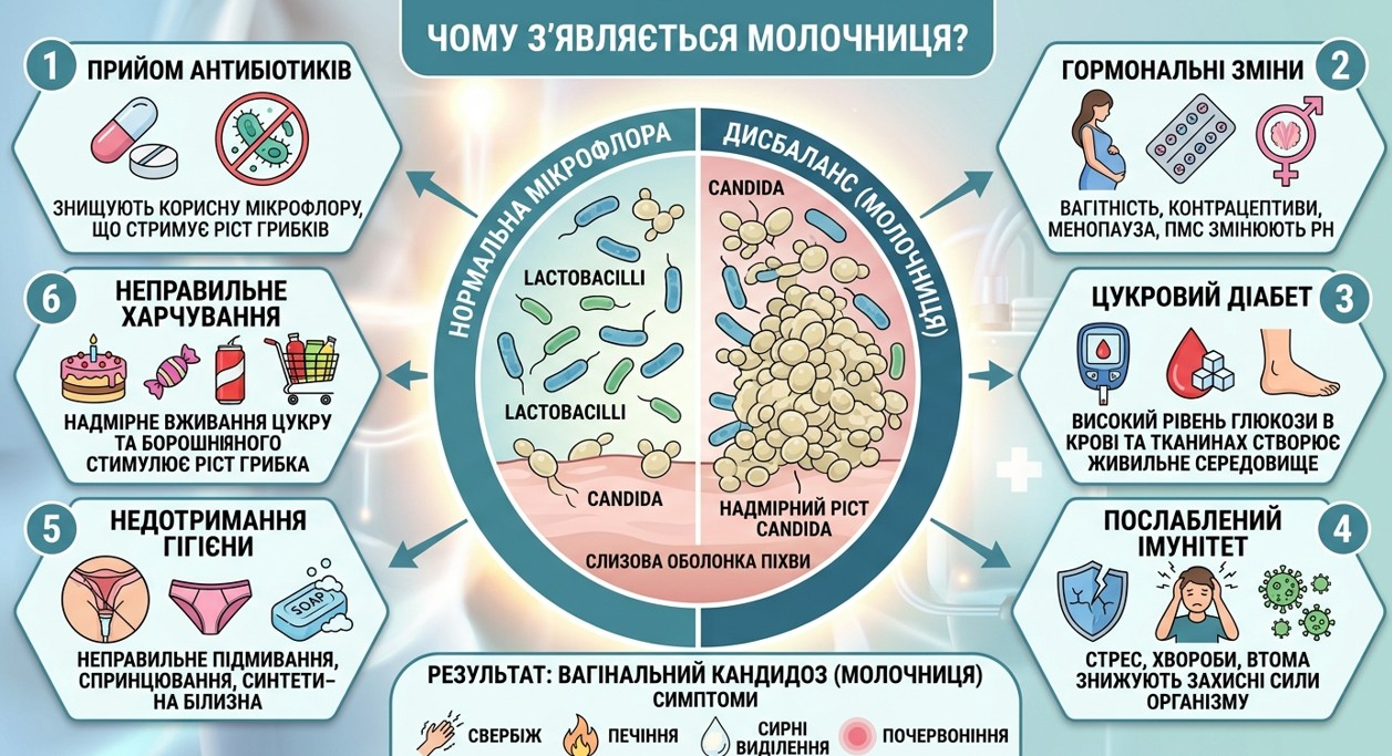 Чому з'являється молочниця